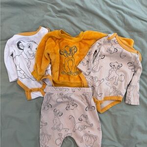 Disney 3 Month Baby Lion King Bodysuit & Pants Set in Mustard and Cream
